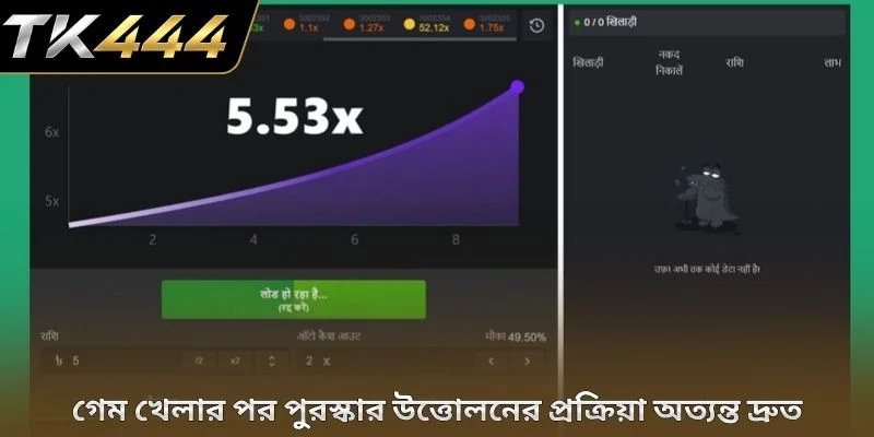 গেম খেলার পর পুরস্কার উত্তোলনের প্রক্রিয়া অত্যন্ত দ্রুত